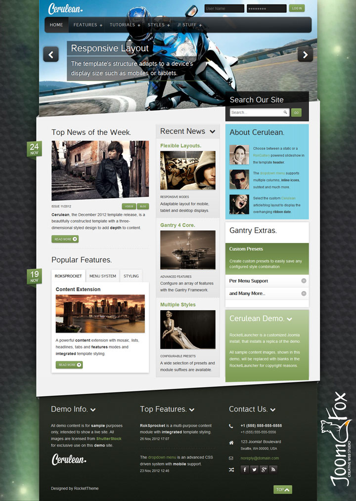 Joomla шаблон RocketTheme Cerulean