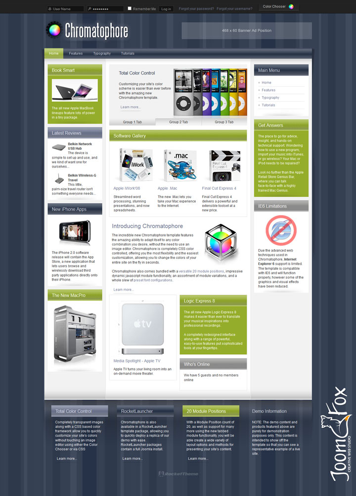 Joomla шаблон RocketTheme Chromatophore