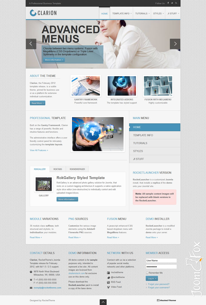 Joomla шаблон RocketTheme Clarion