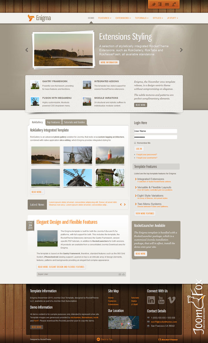 Joomla шаблон RocketTheme Enigma