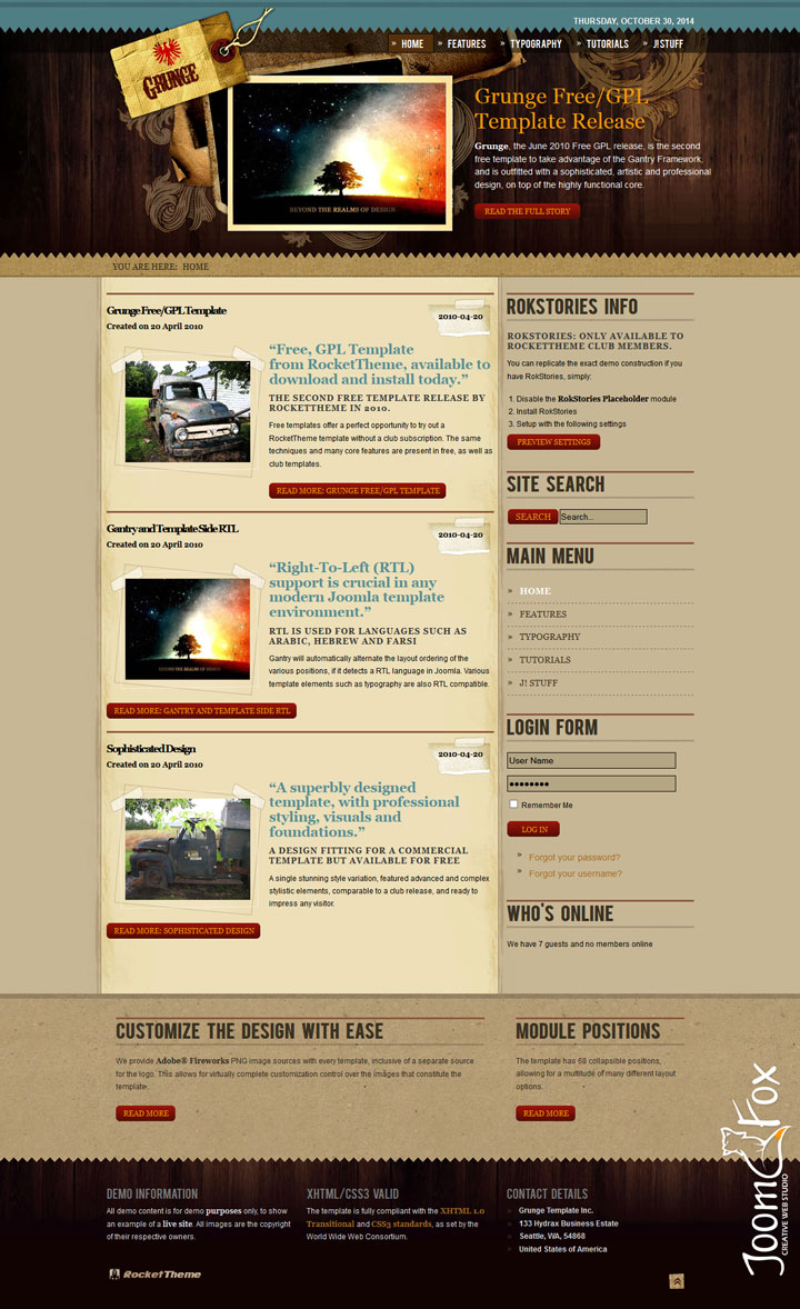 Joomla шаблон RocketTheme Grunge