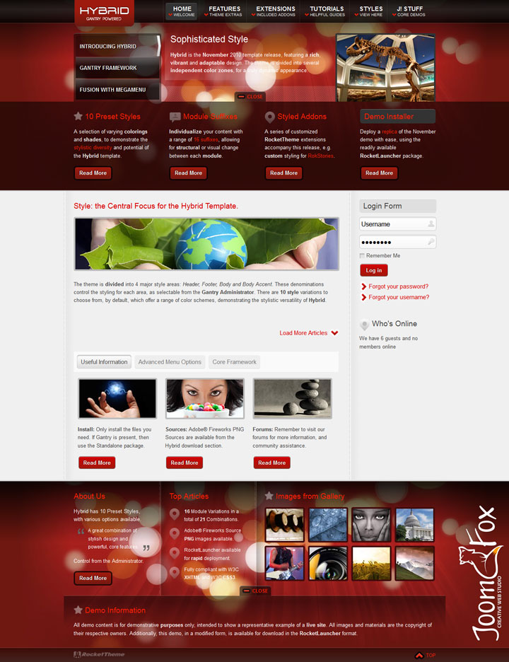 Joomla шаблон RocketTheme Hybrid