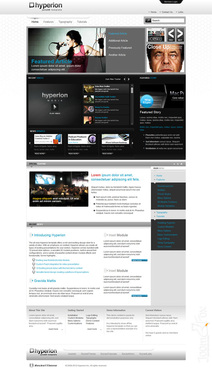 Joomla шаблон RocketTheme Hyperion