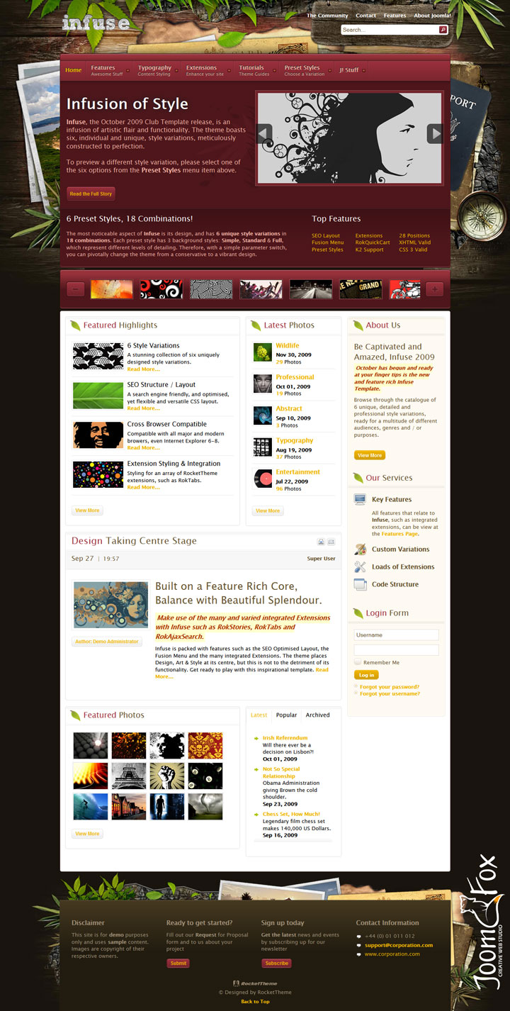 Joomla шаблон RocketTheme Infuse