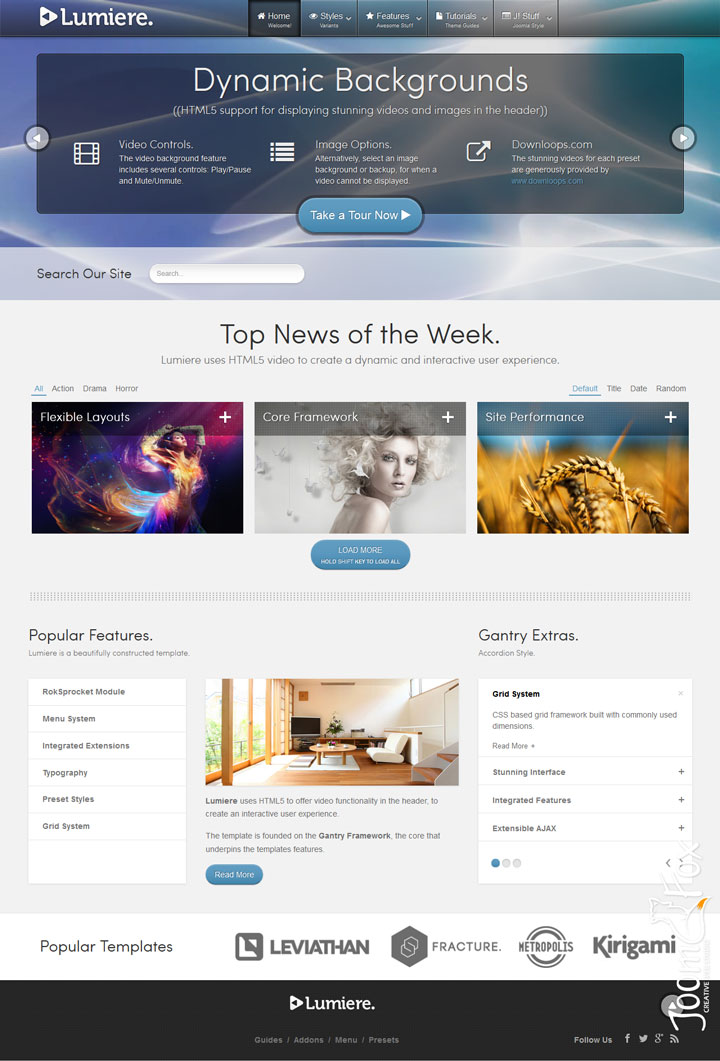 Joomla шаблон RocketTheme Lumiere