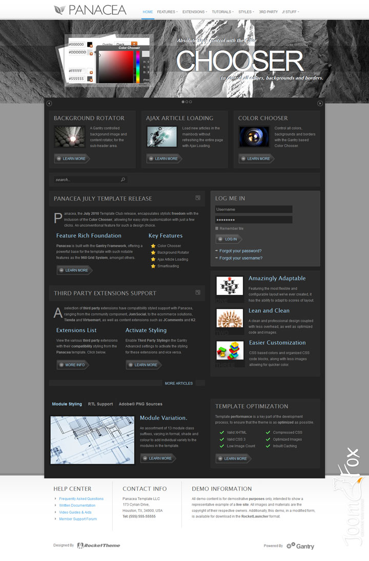 Joomla шаблон RocketTheme Panacea