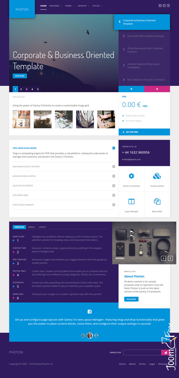 Joomla шаблон RocketTheme Photon