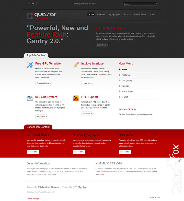 Joomla шаблон RocketTheme Quasar