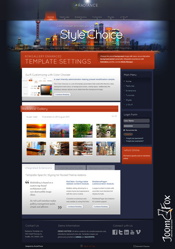 Joomla шаблон RocketTheme Radiance