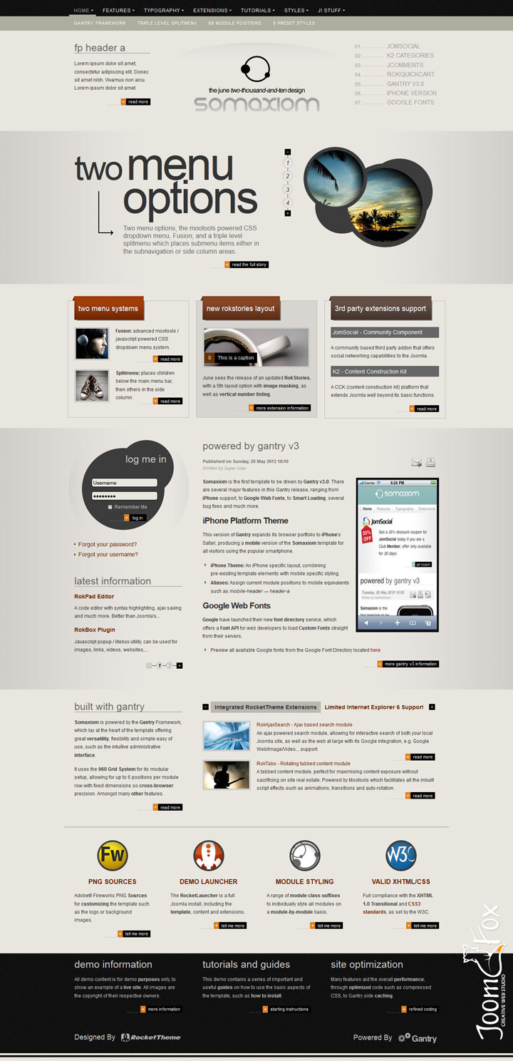 Joomla шаблон RocketTheme Somaxiom