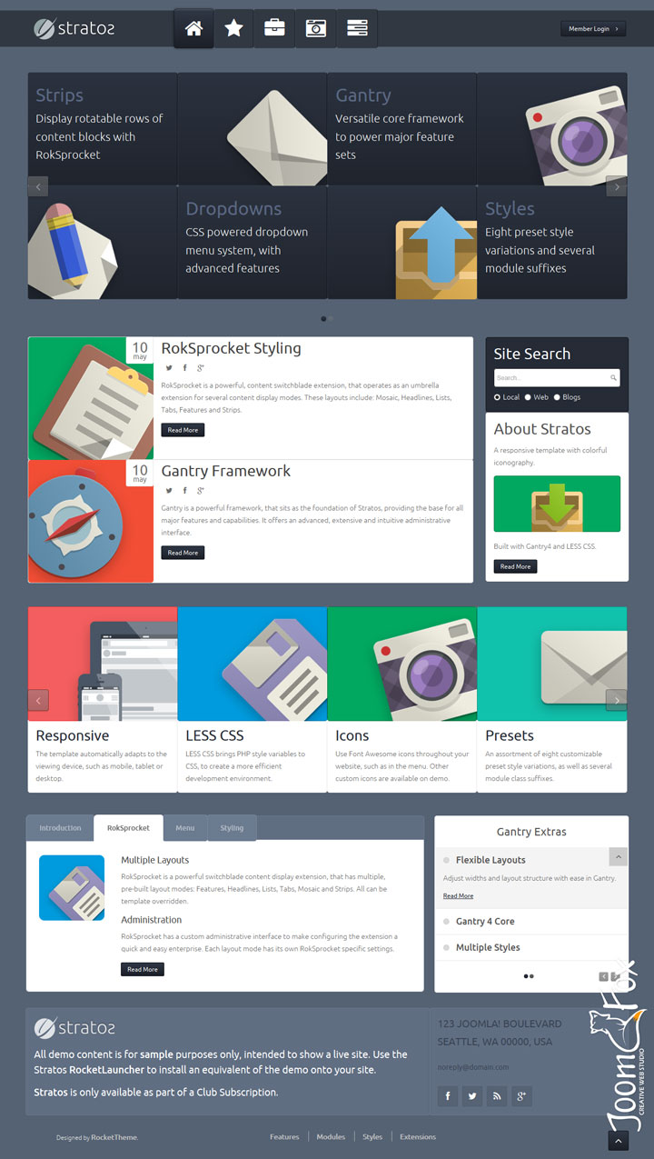 Joomla шаблон RocketTheme Stratos