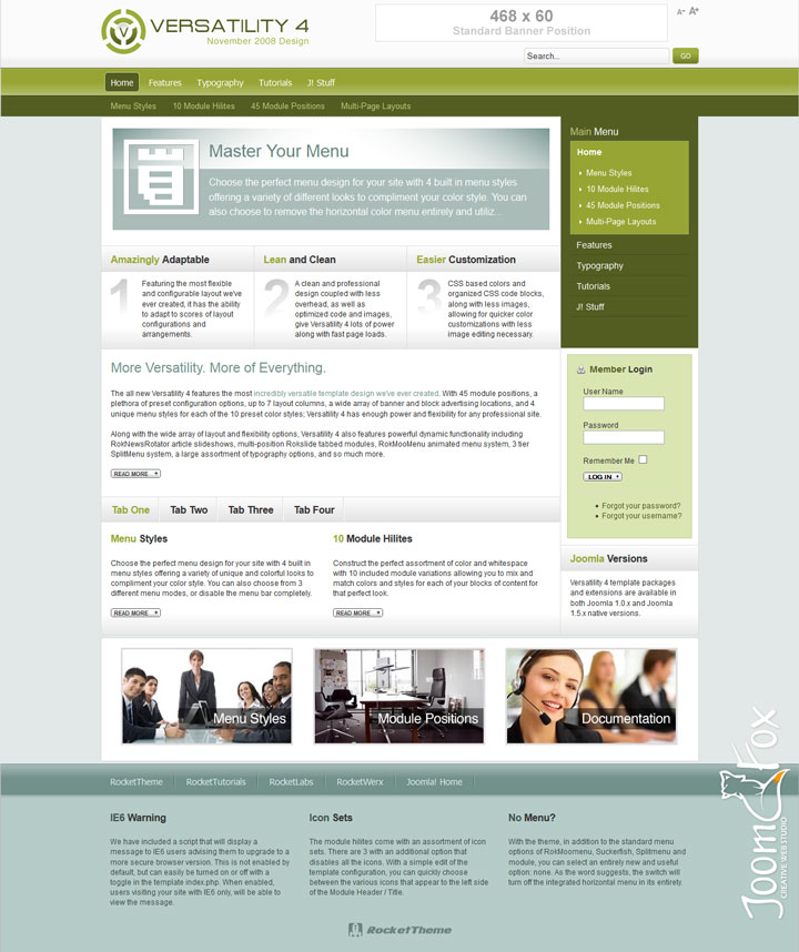 Joomla шаблон RocketTheme Versatility 4