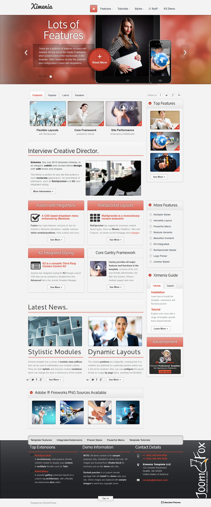 Joomla шаблон RocketTheme Ximenia
