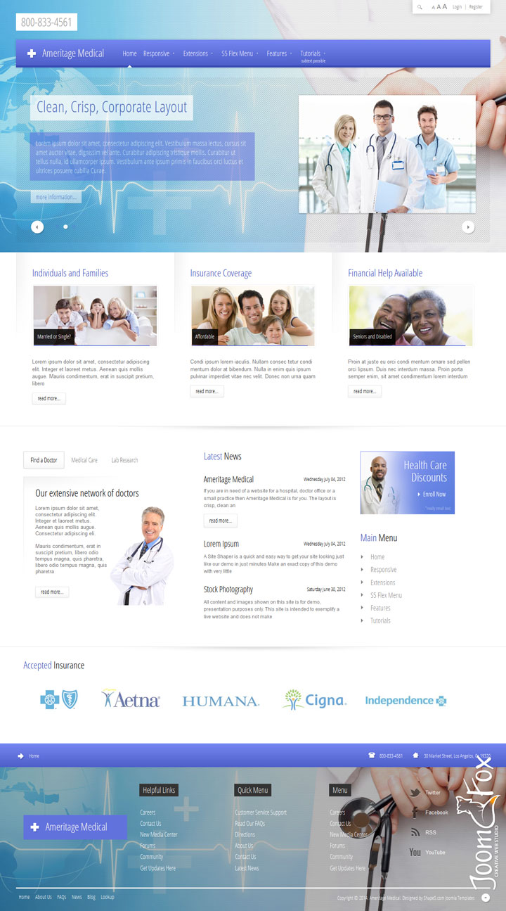 Joomla шаблон Shape5 Ameritage Medical