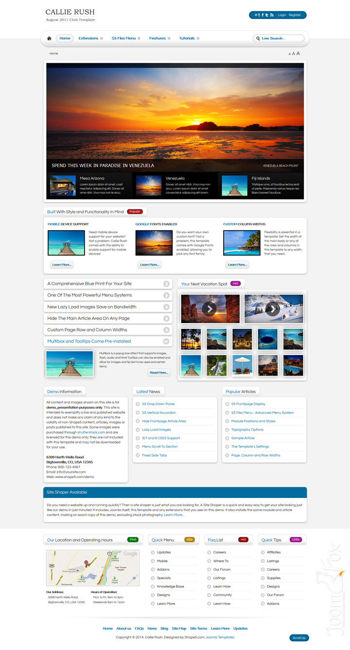 Joomla шаблон Shape5 Callie Rush