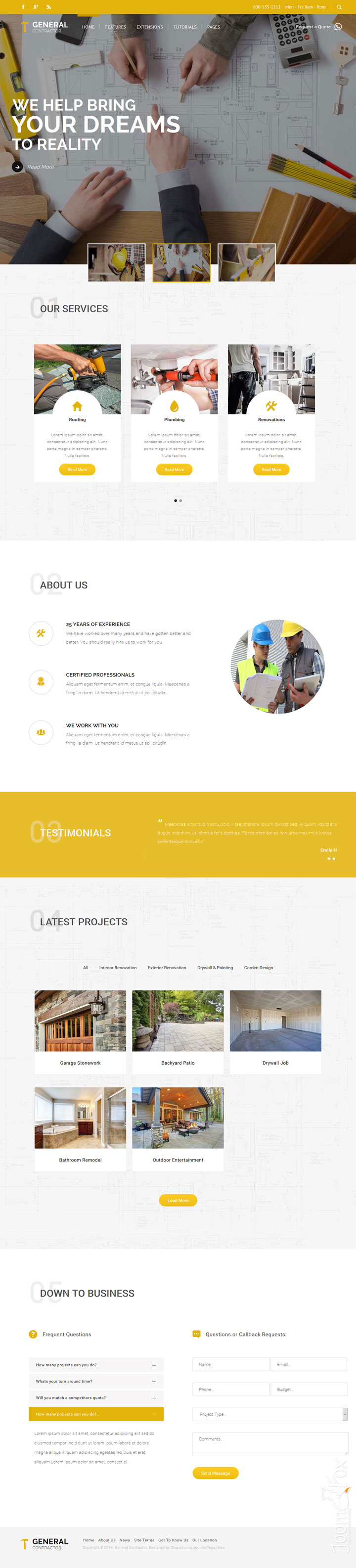 Joomla шаблон Shape5 General Contractor