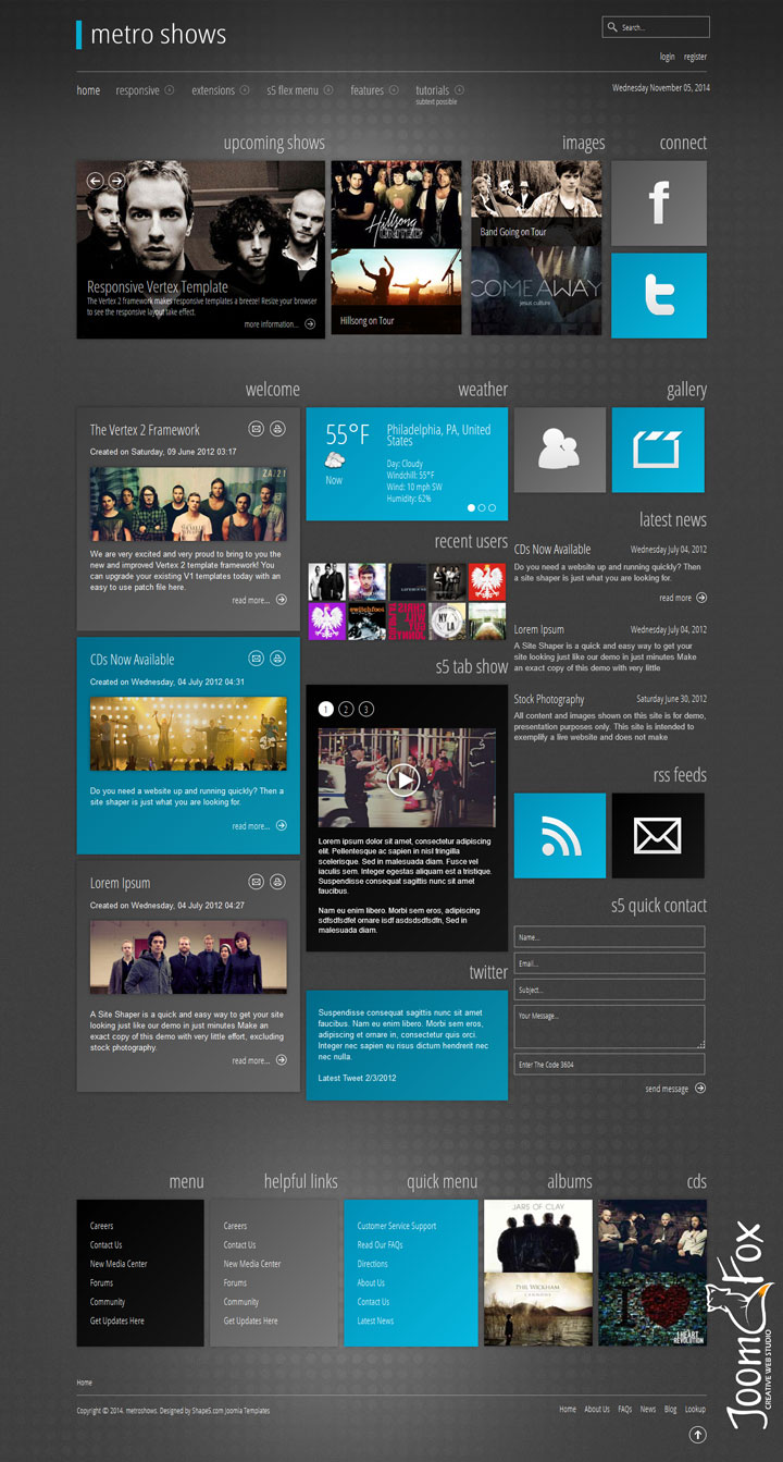 Joomla шаблон Shape5 Metro Shows