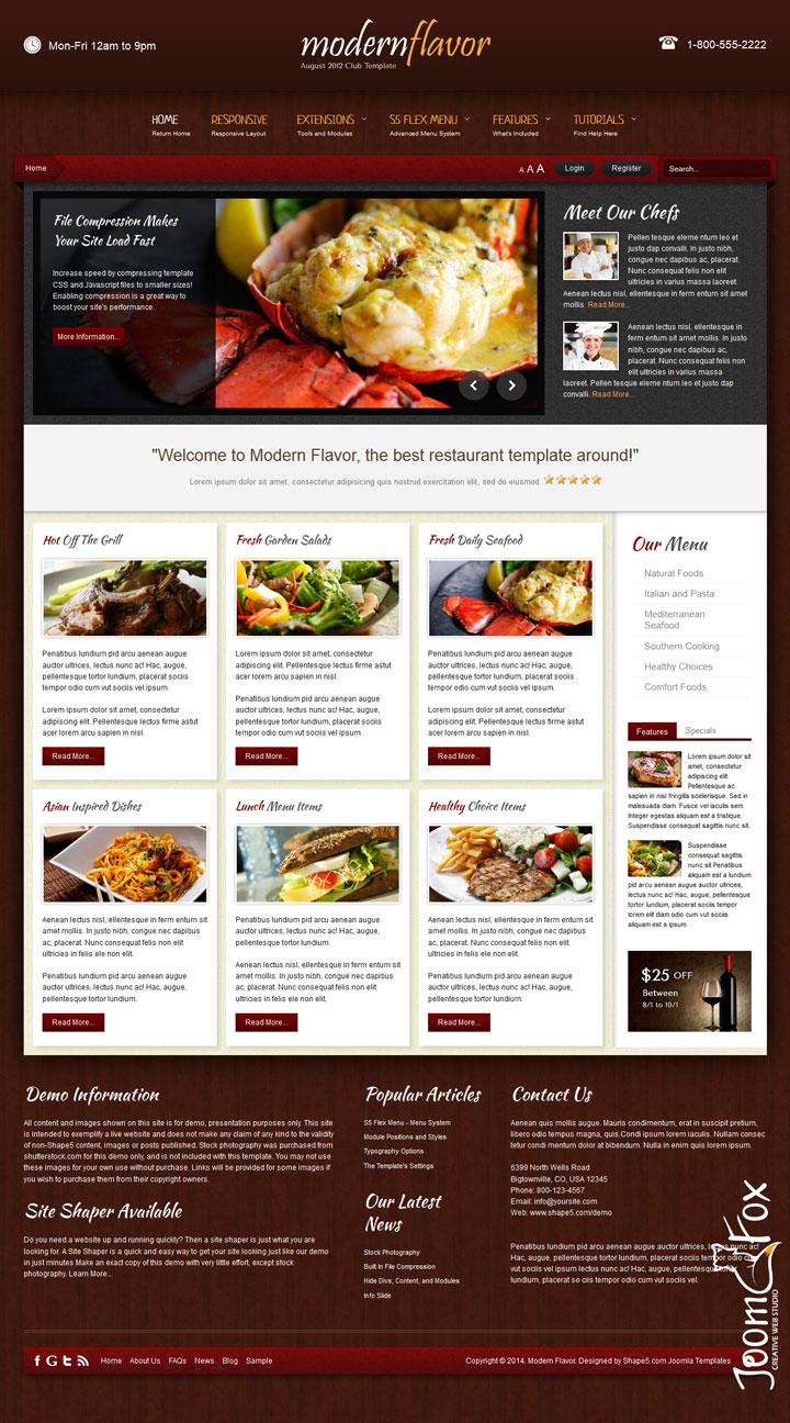 Joomla шаблон Shape5 Modern Flavor