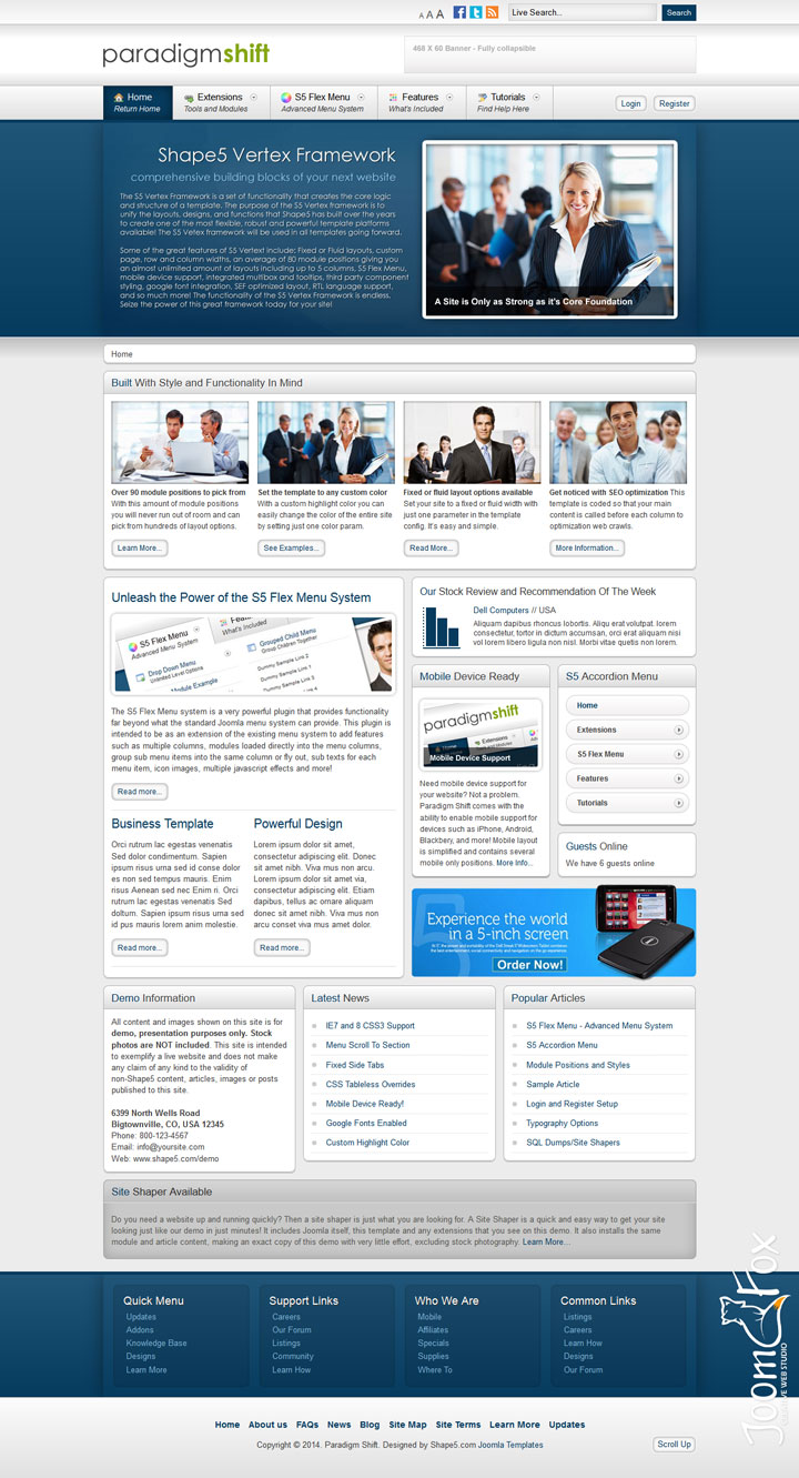 Joomla шаблон Shape5 Paradigm Shift