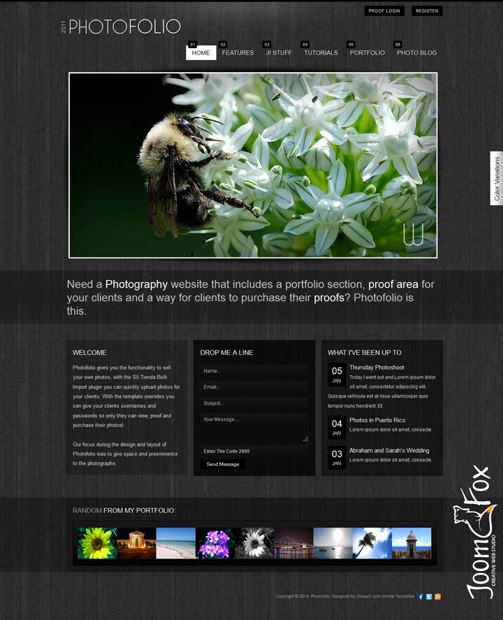 Joomla шаблон Shape5 Photofolio