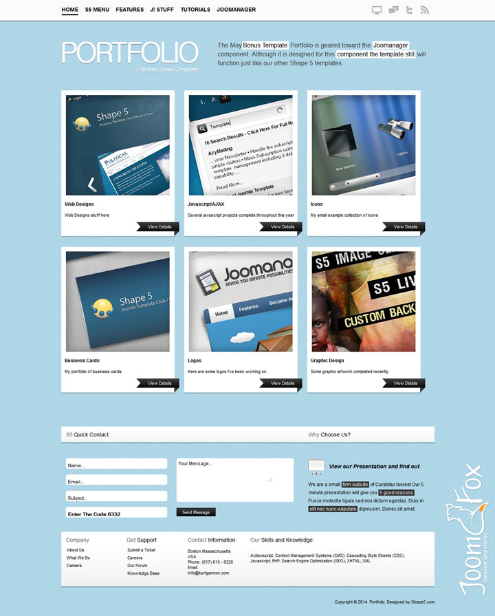Joomla шаблон Shape5 Portfolio