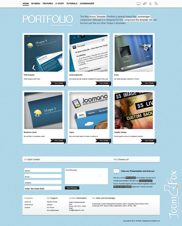 Joomla шаблон Shape5 Portfolio