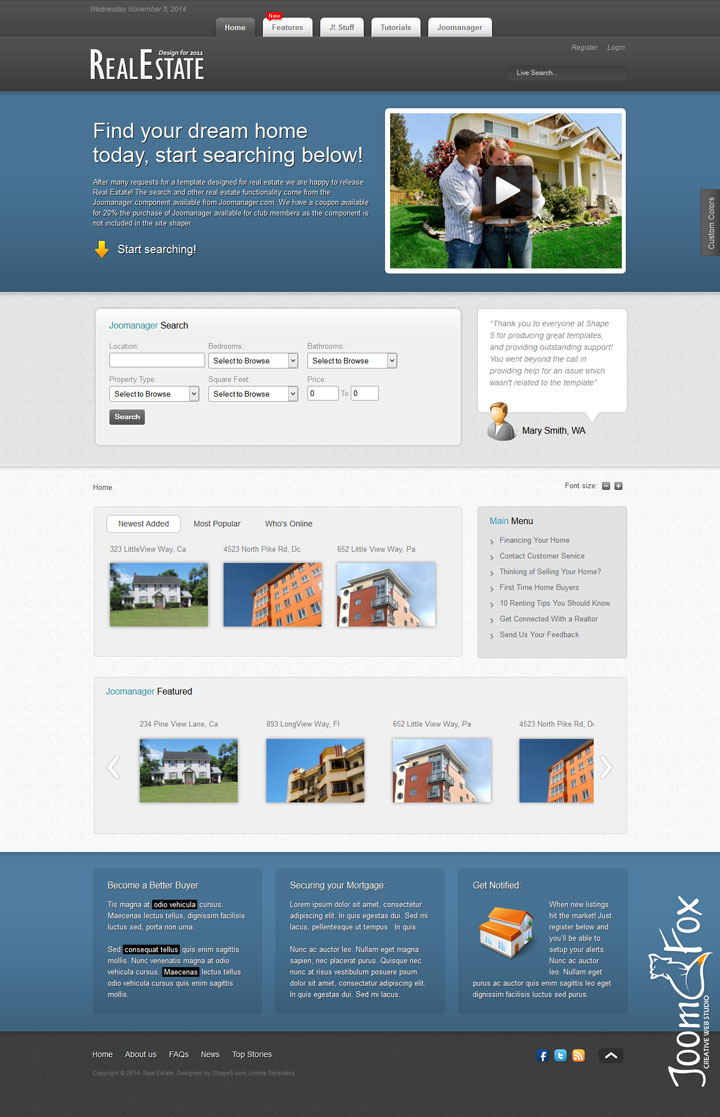 Joomla шаблон Shape5 Real Estate