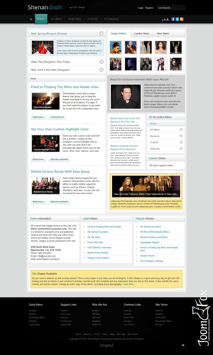 Joomla шаблон Shape5 Shenandoah