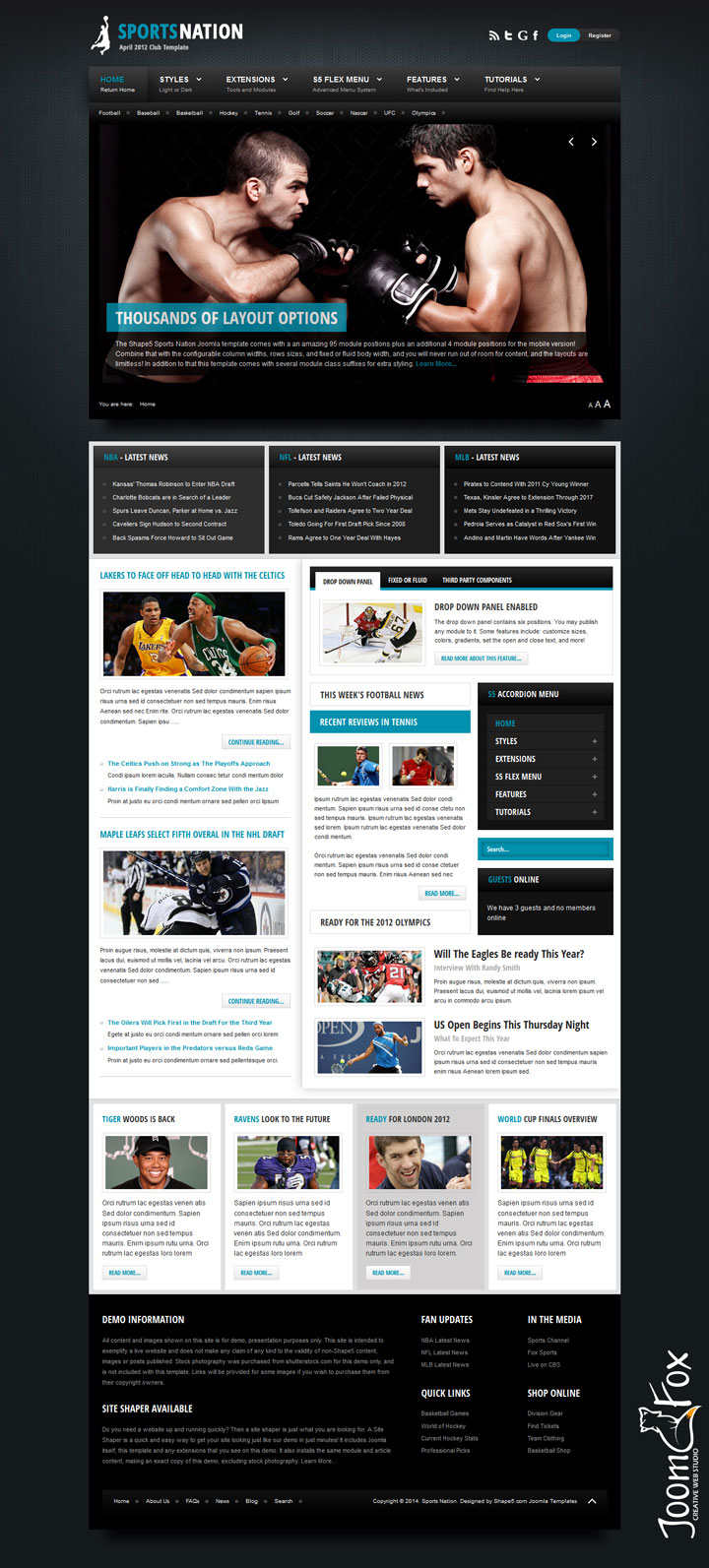 Joomla шаблон Shape5 Sports Nation