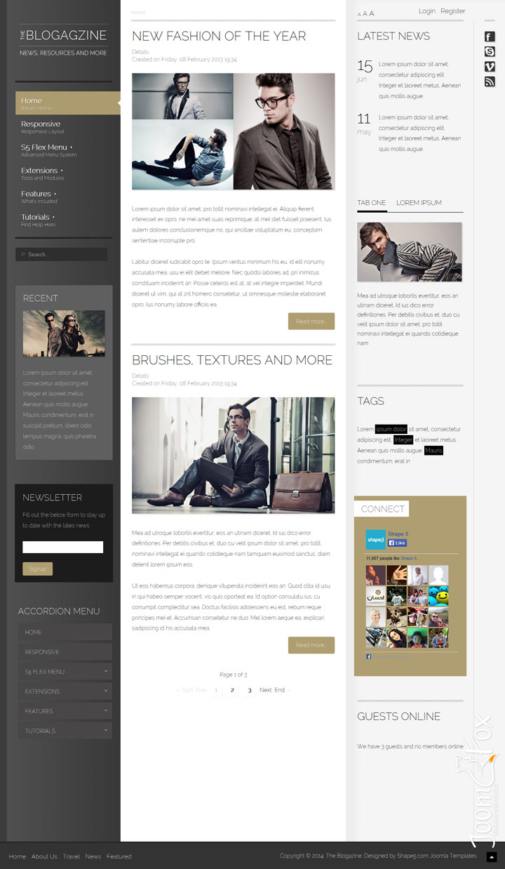 Joomla шаблон Shape5 The Blogazine