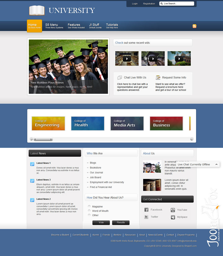 Joomla шаблон Shape5 University