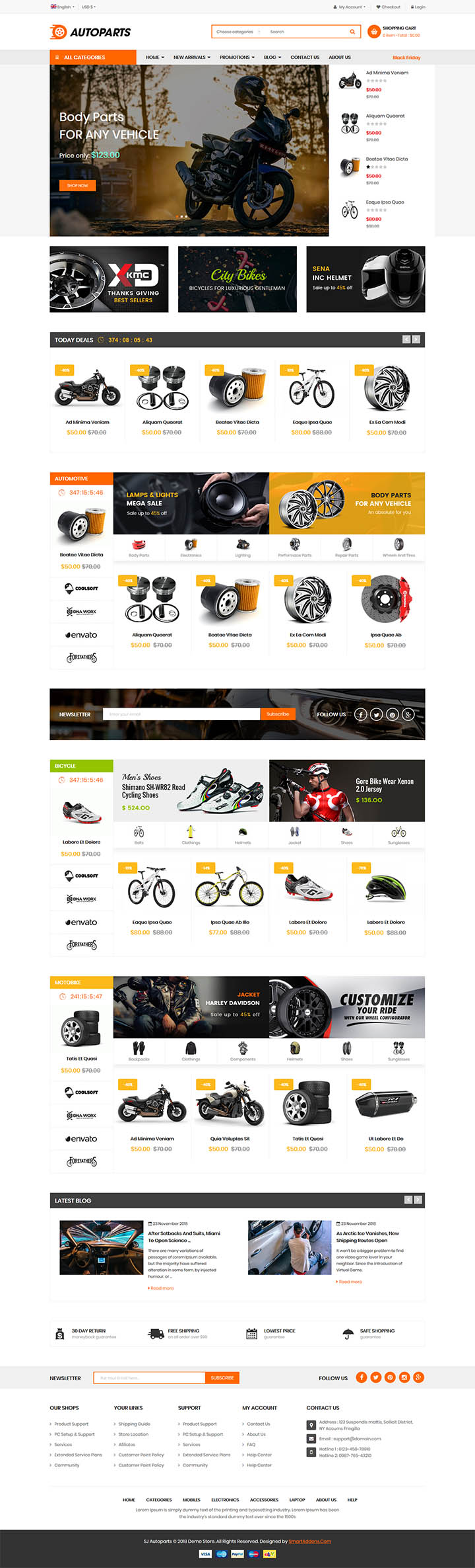 Joomla шаблон SmartAddons Autoparts