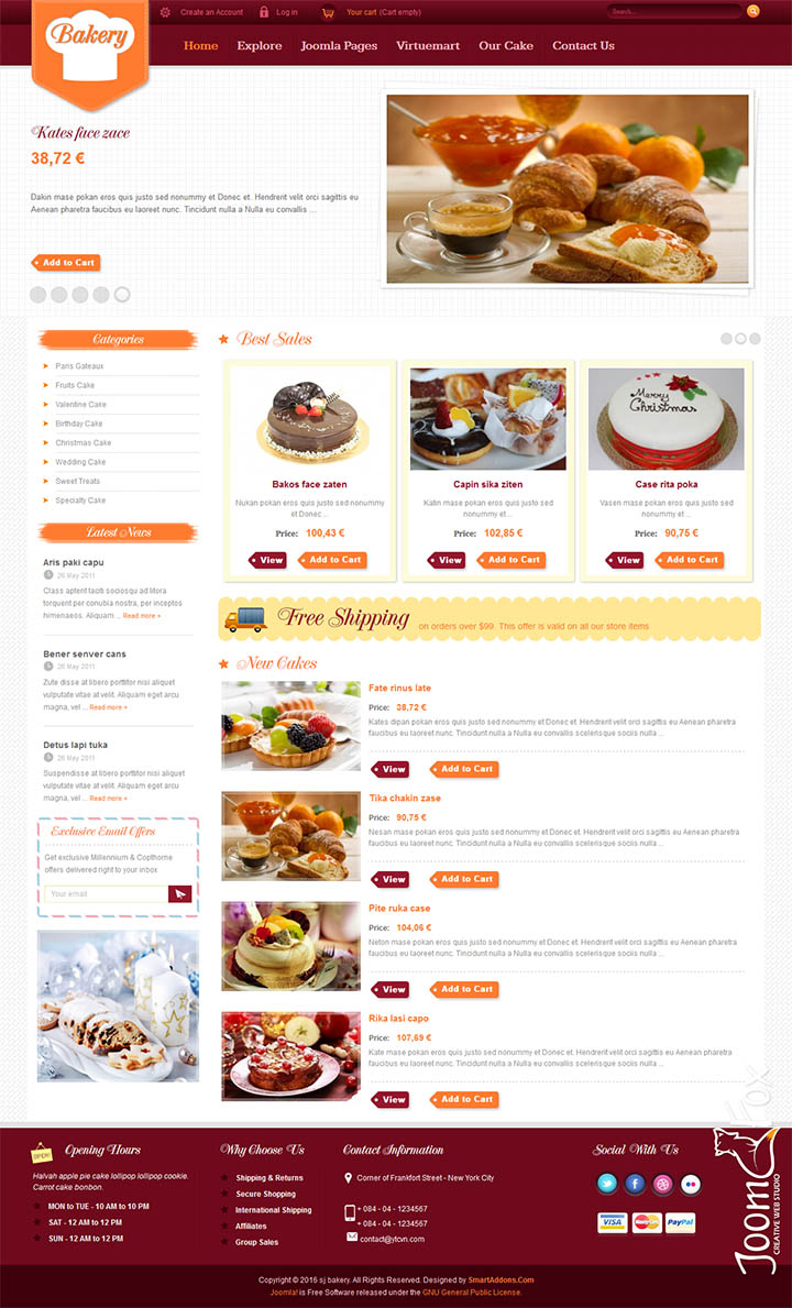 Joomla шаблон SmartAddons Bakery