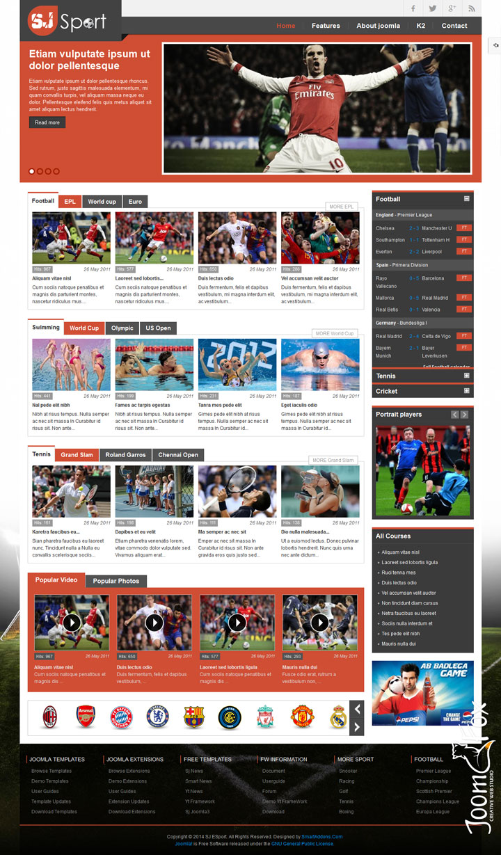 Joomla шаблон SmartAddons eSport