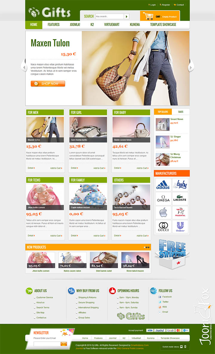 Joomla шаблон SmartAddons Gifts