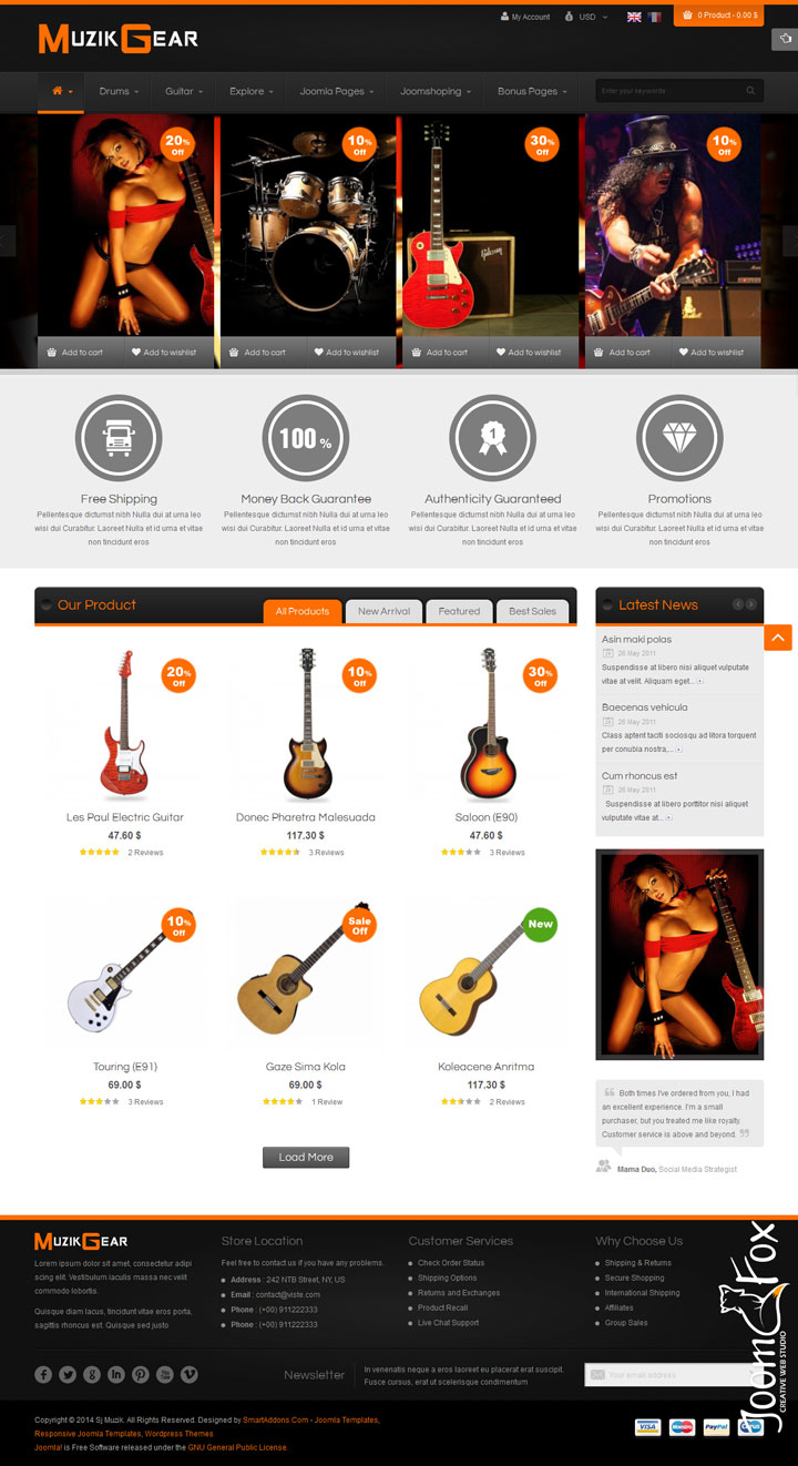 Joomla шаблон SmartAddons Muzik