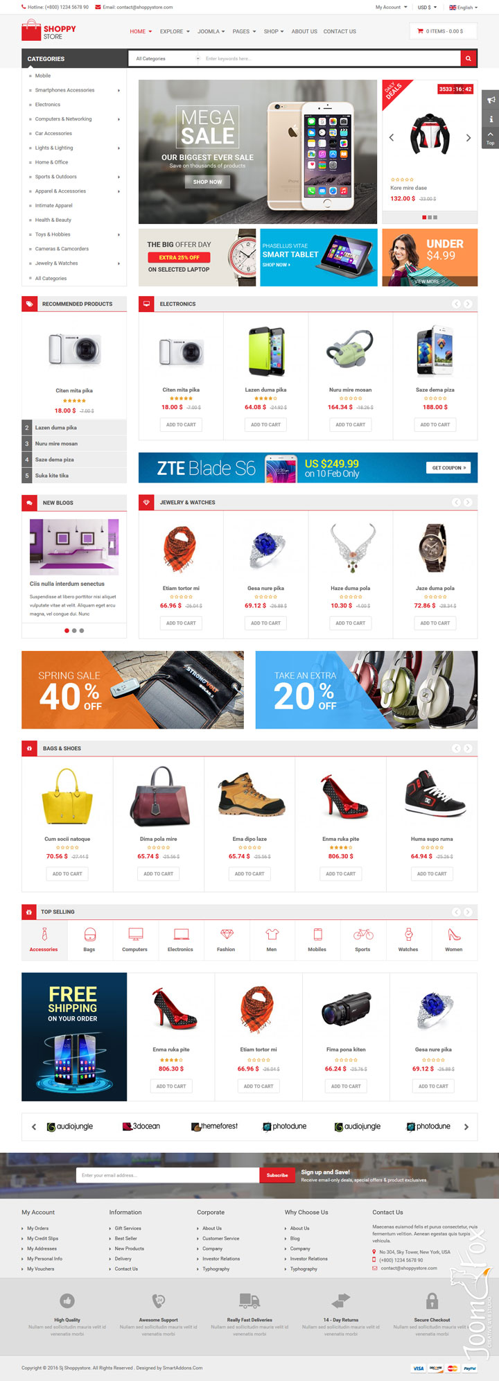 Joomla шаблон SmartAddons ShoppyStore