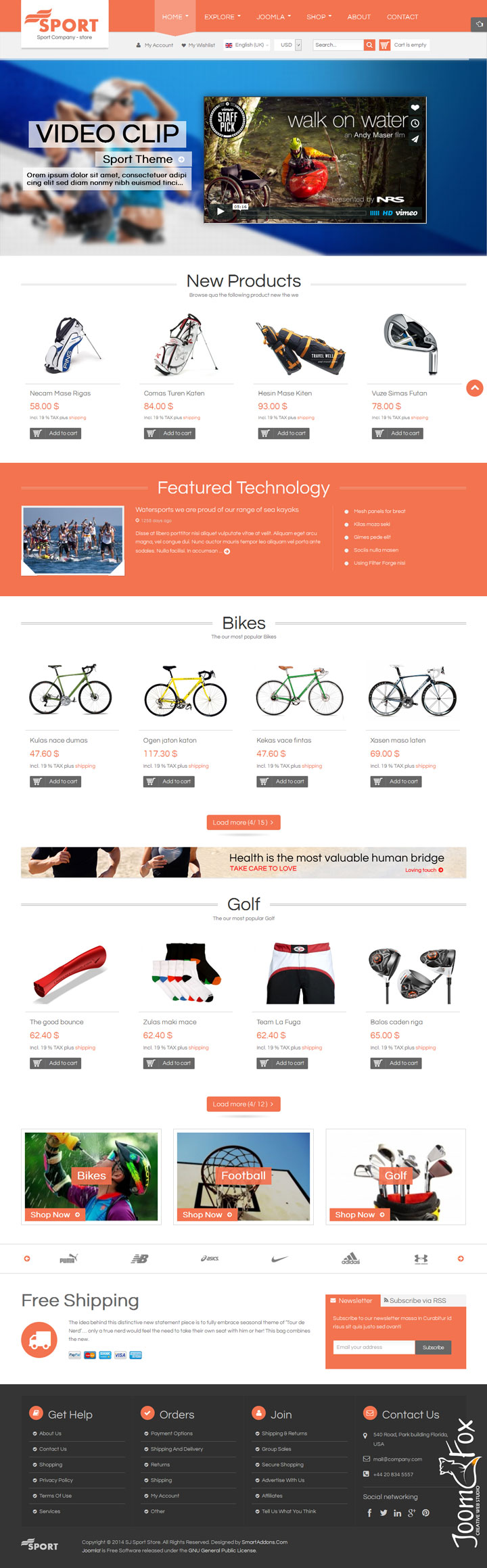 Joomla шаблон SmartAddons Sport Store