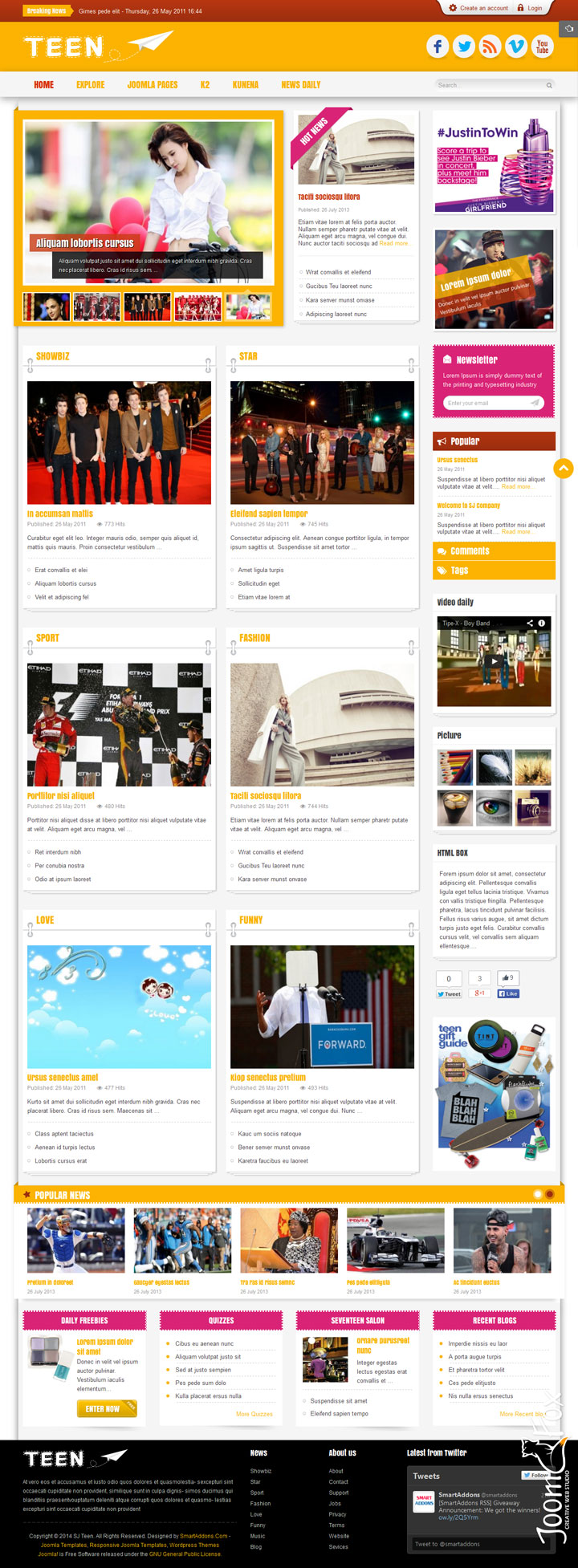 Joomla шаблон SmartAddons Teen