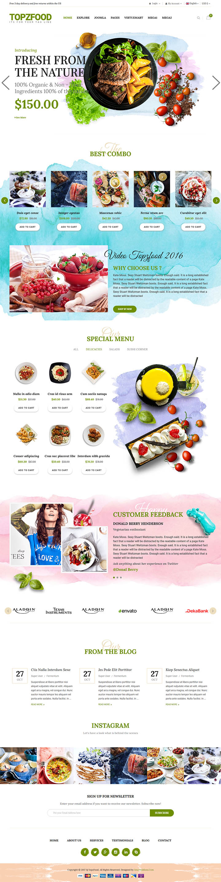 Joomla шаблон SmartAddons TopzFood