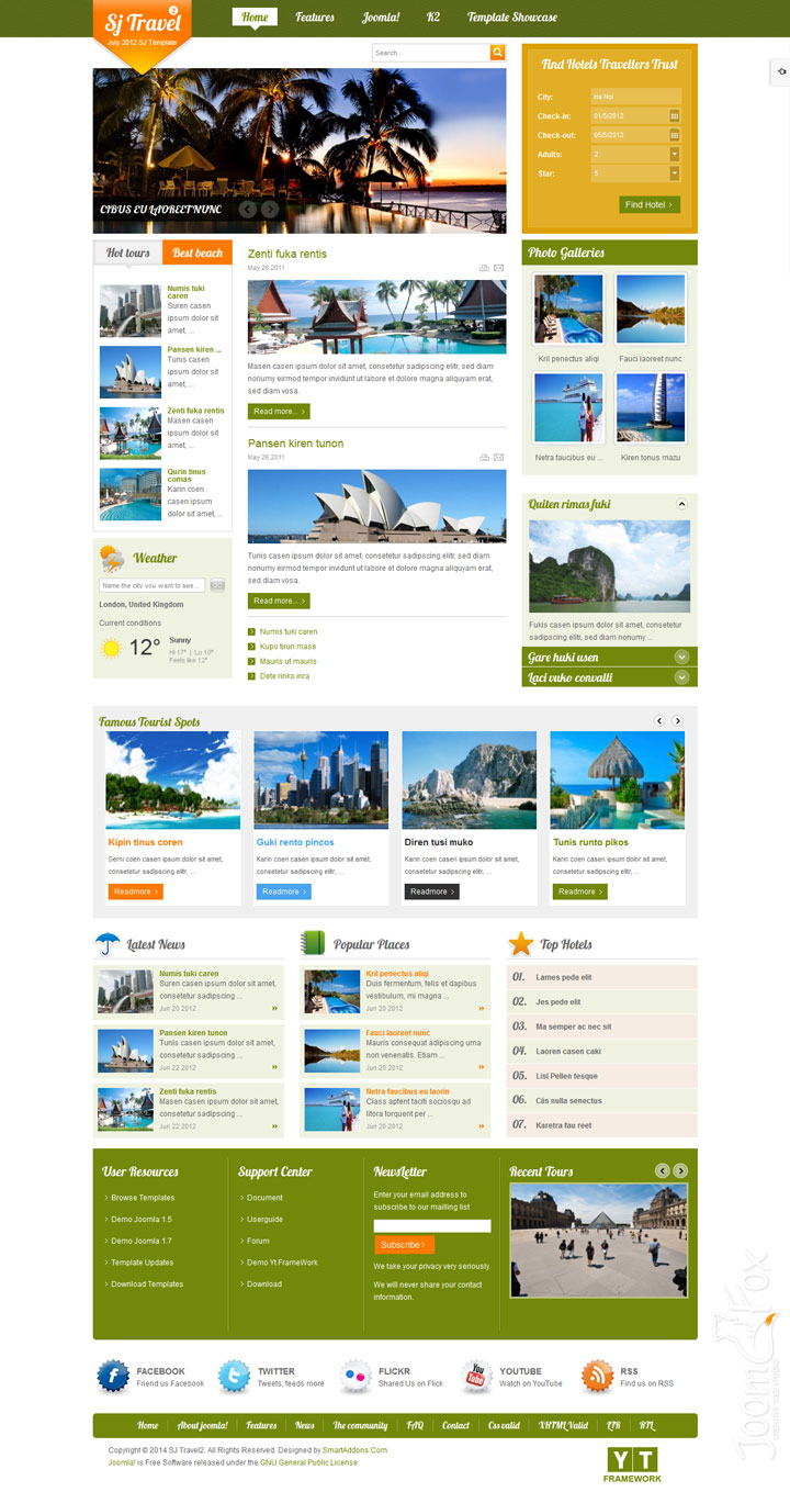 Joomla шаблон SmartAddons Travel II