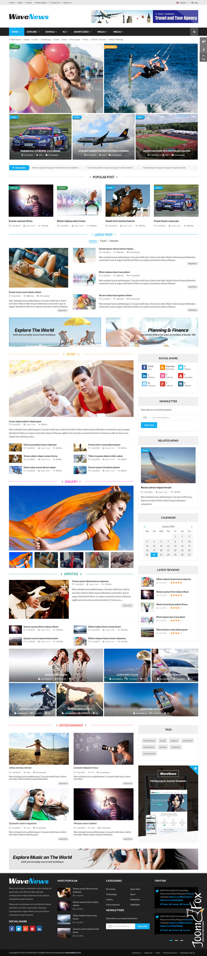 Joomla шаблон SmartAddons WaveNews