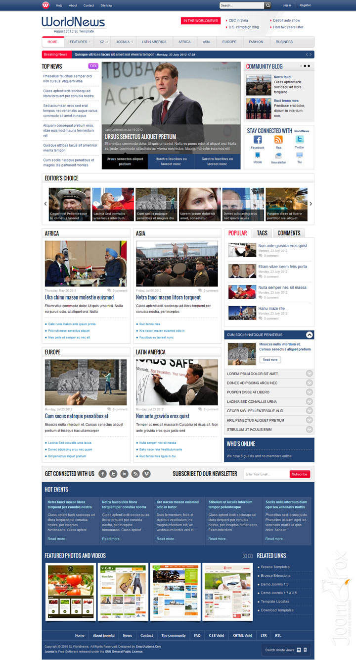 Joomla шаблон SmartAddons WorldNews