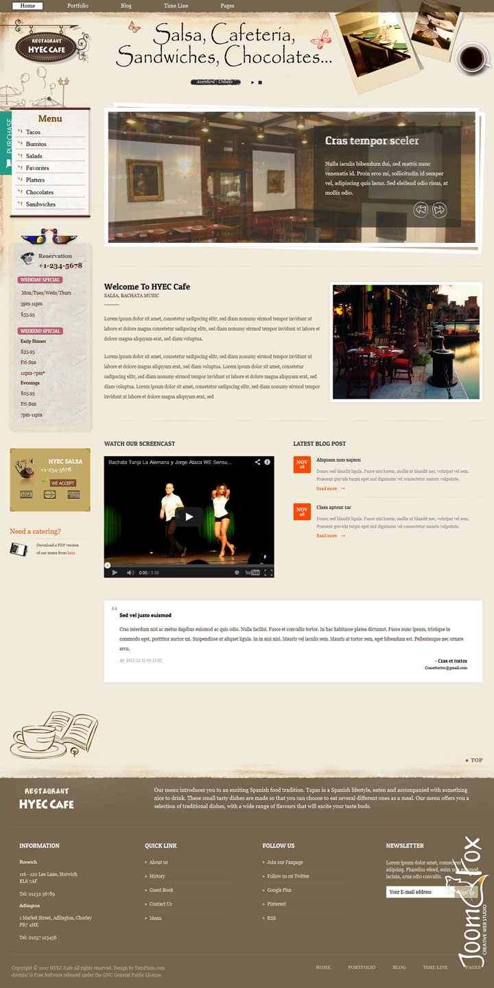 Joomla шаблон TemPlaza HYEC Cafe