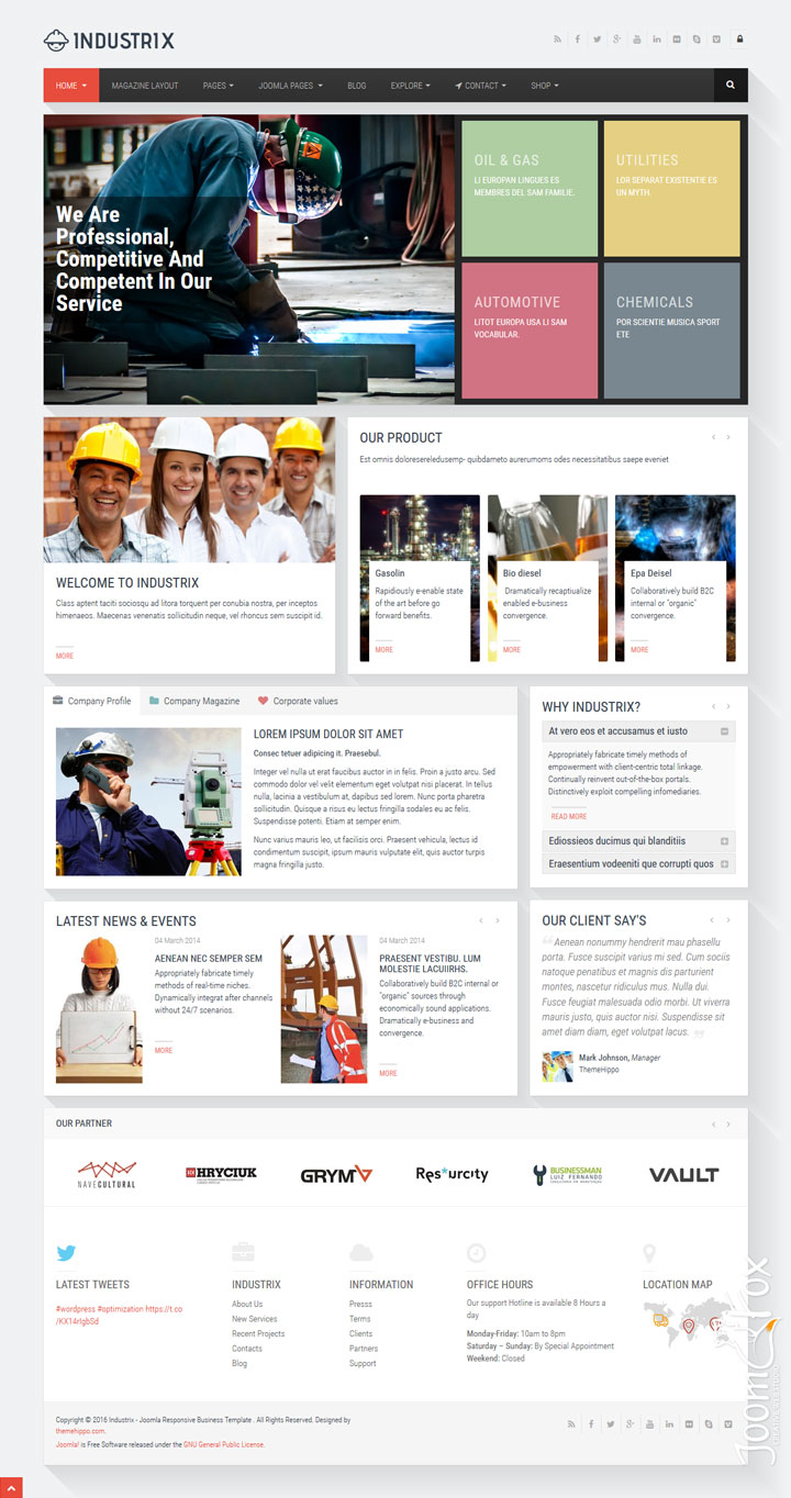 Joomla шаблон ThemeForest industrix