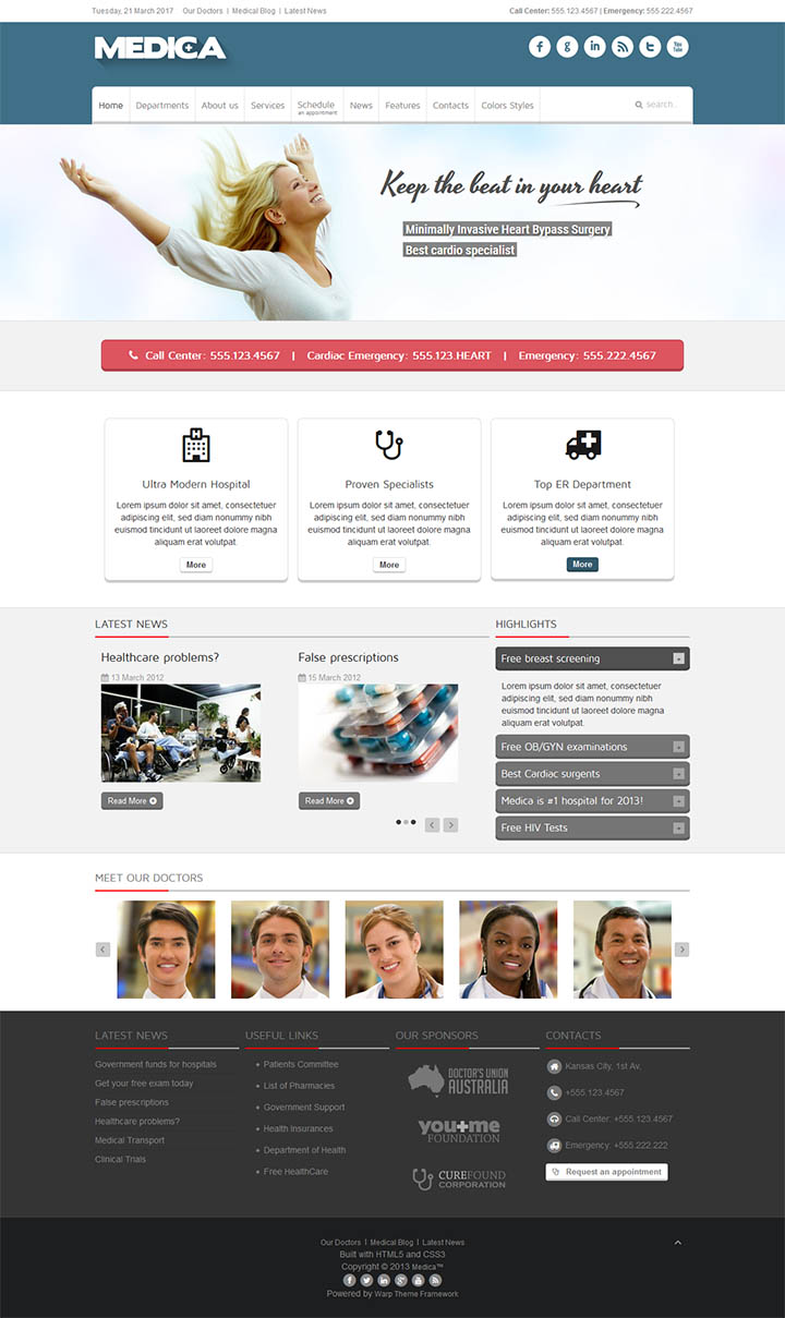 Joomla шаблон ThemeForest Medica