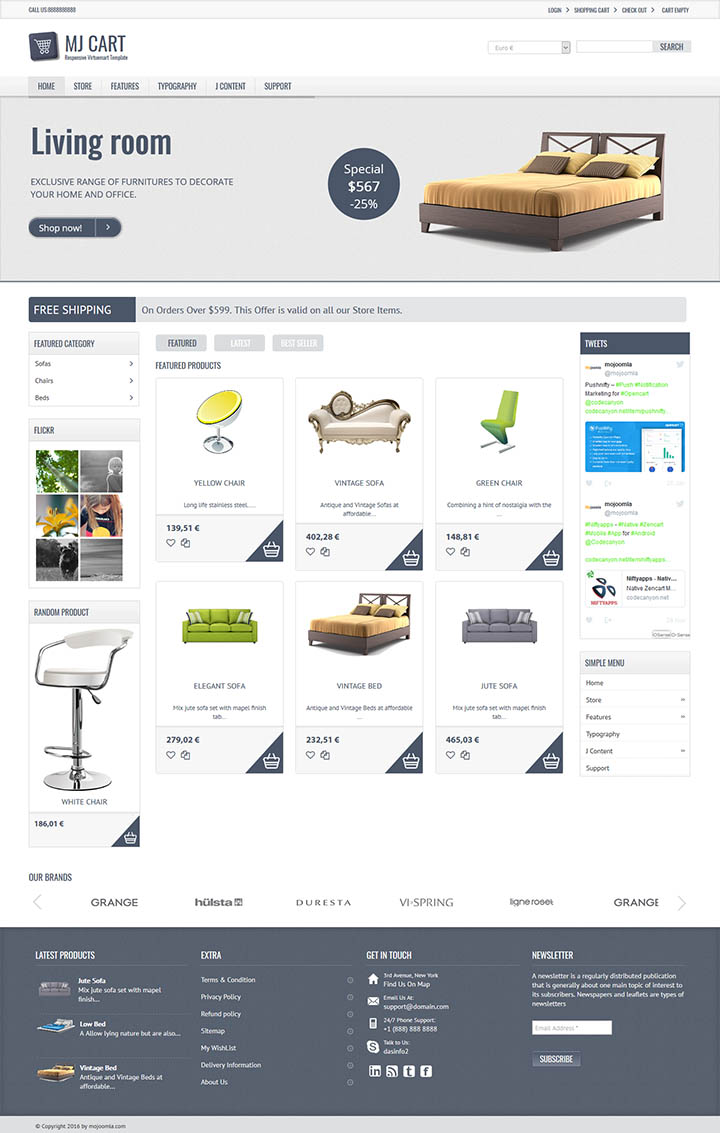 Joomla шаблон ThemeForest Mj Cart