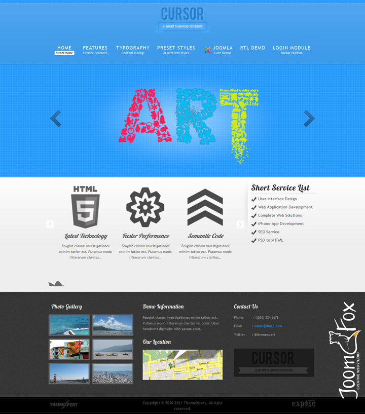 Joomla шаблон ThemeXpert Cursor