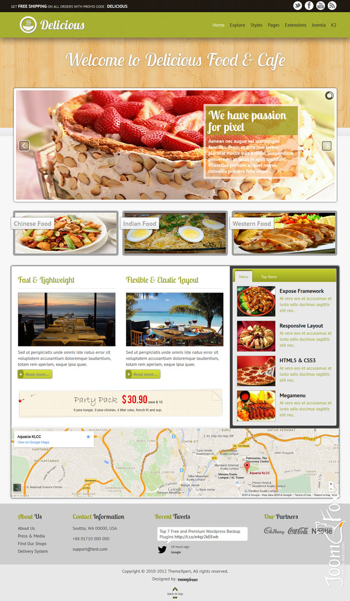 Joomla шаблон ThemeXpert Delicious