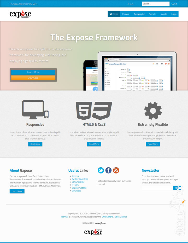 Joomla шаблон ThemeXpert Expose4